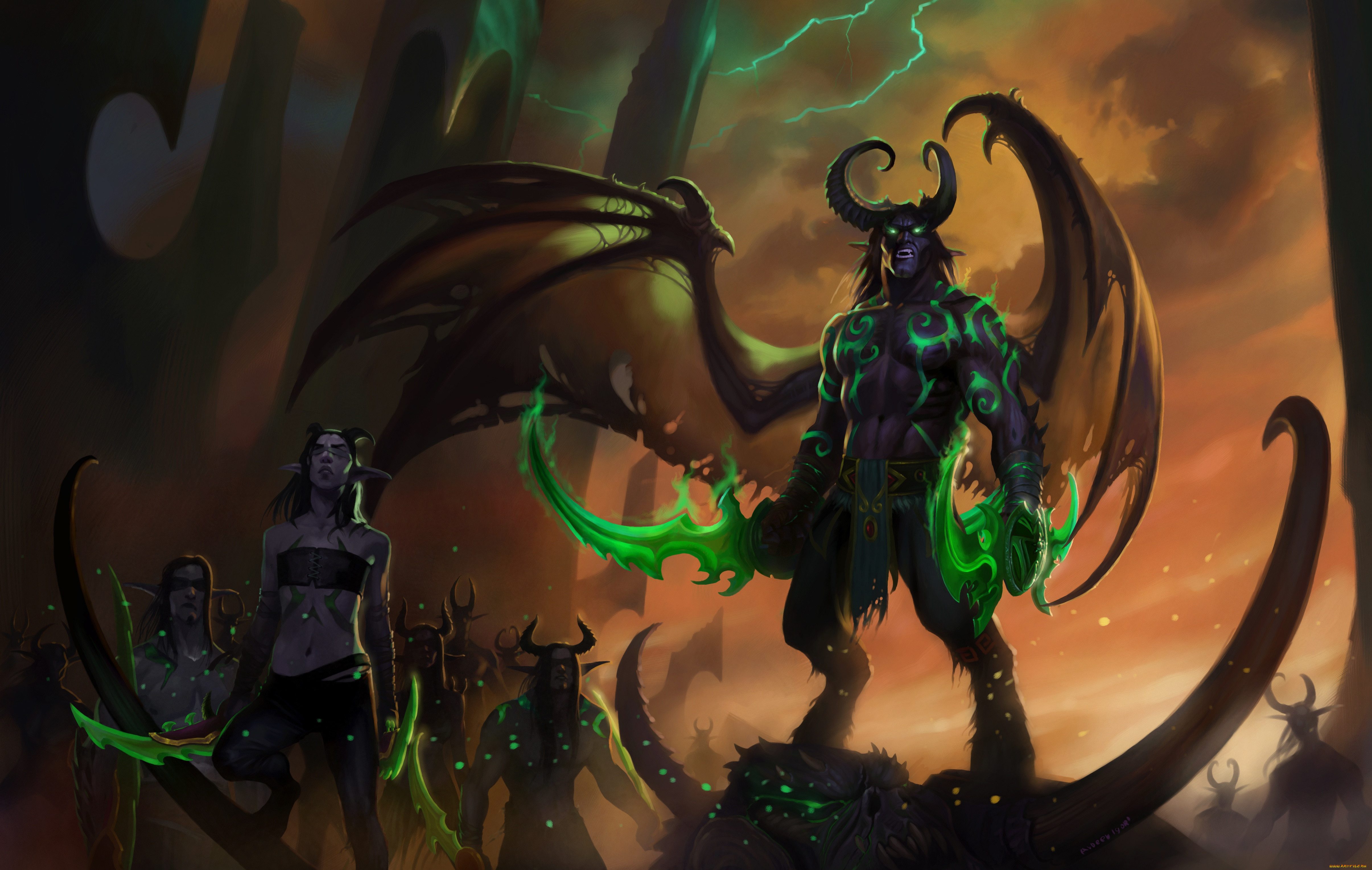  , world of warcraft, wow, night, elf, warcraft, legion, illidan, stormrage, world, of, art